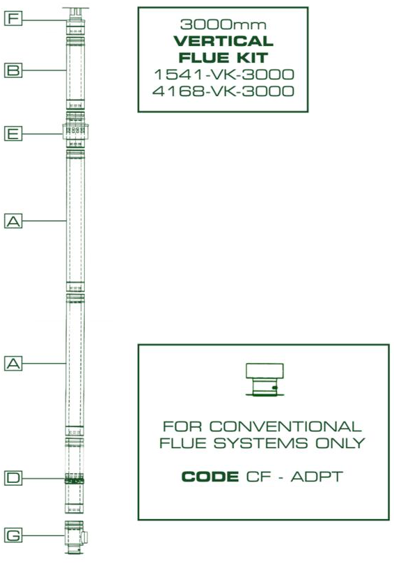 3000mm Verical Flue Kit